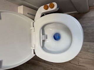 Bidet attachment installed on our RV toilet